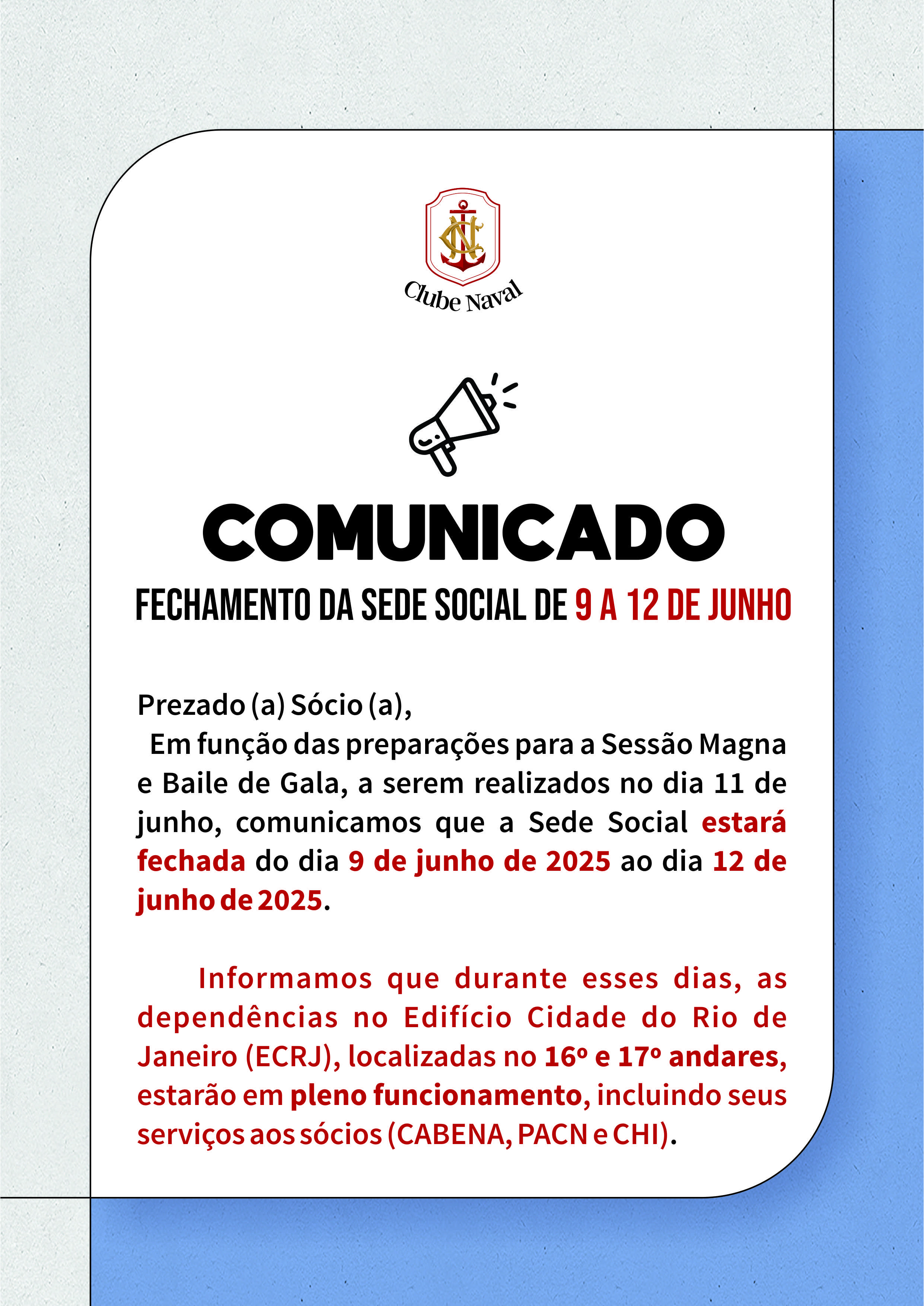 Comunicado fechamento