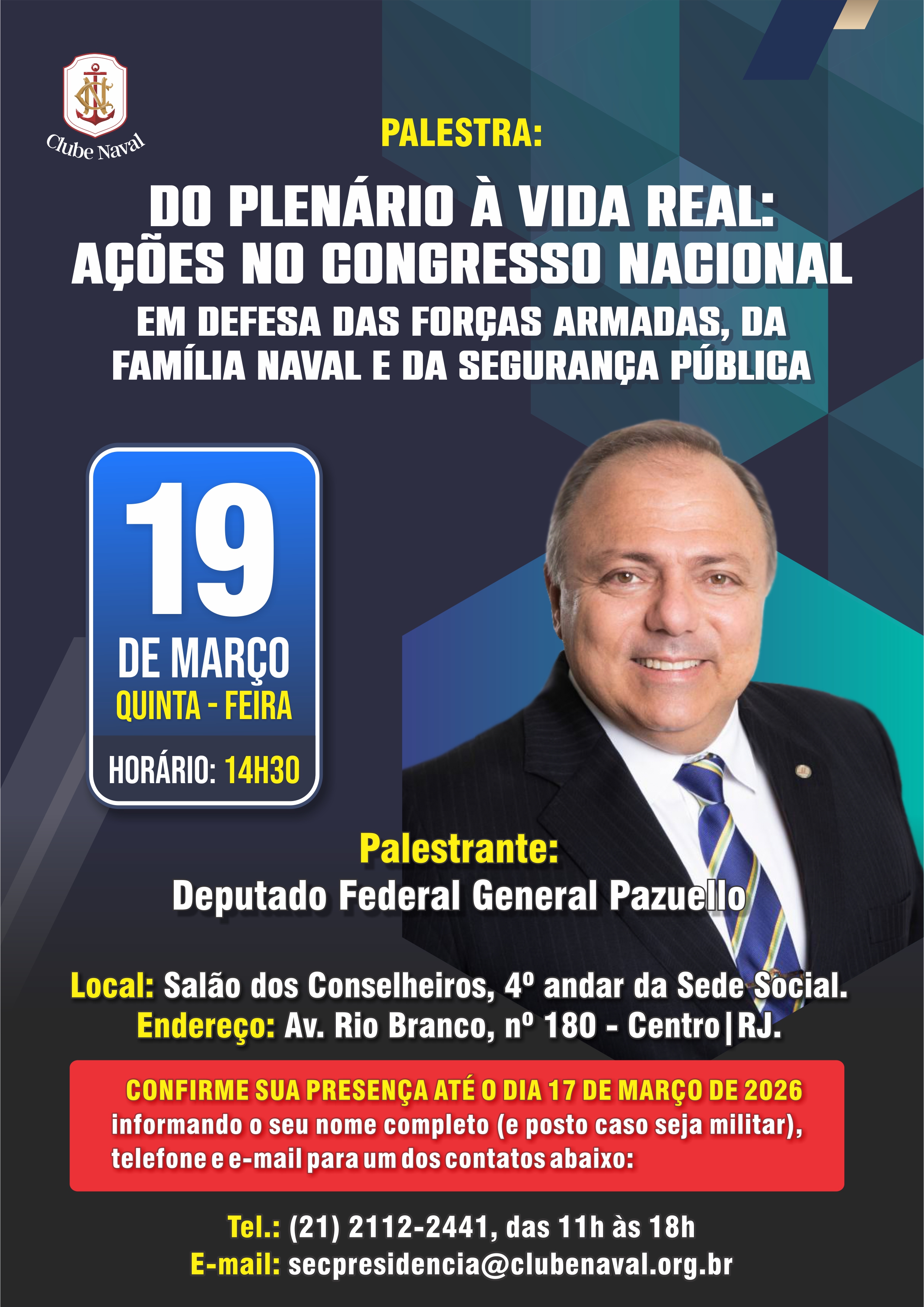 Cartaz palestra do Plenário a vida Real