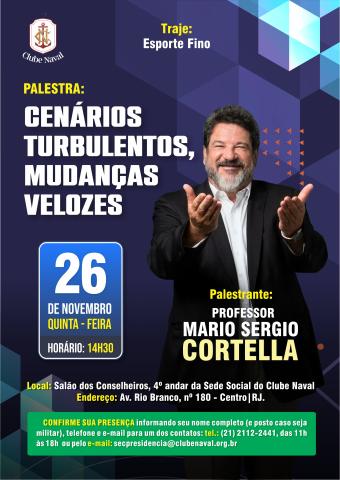 Cartaz da palestra - Cenários turbulentos, mudanças velozes